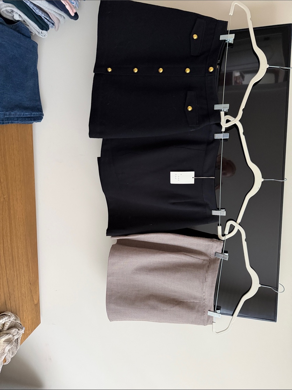 LOFT Black Mini Skirt with Gold Buttons